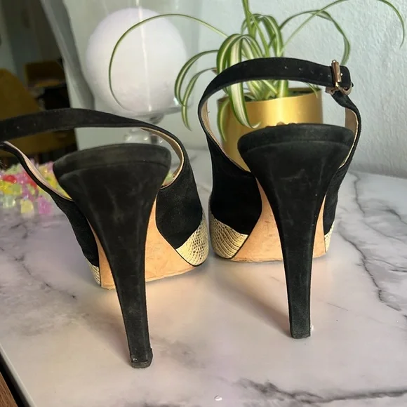 Oscar de la Renta Suede Slingback Pumps Size 41 - Fits 10 - Picture 4 of 6